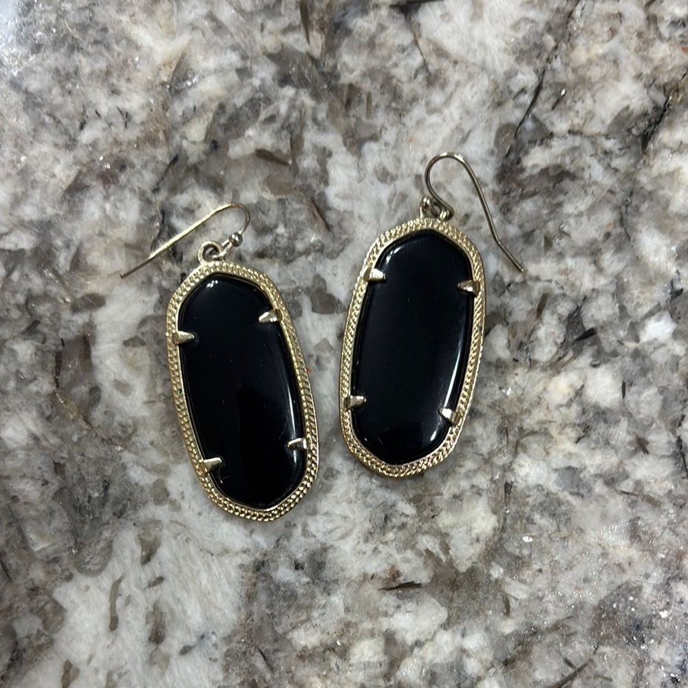 Kendra Scott Elegant Black and Gold Drop Earrings